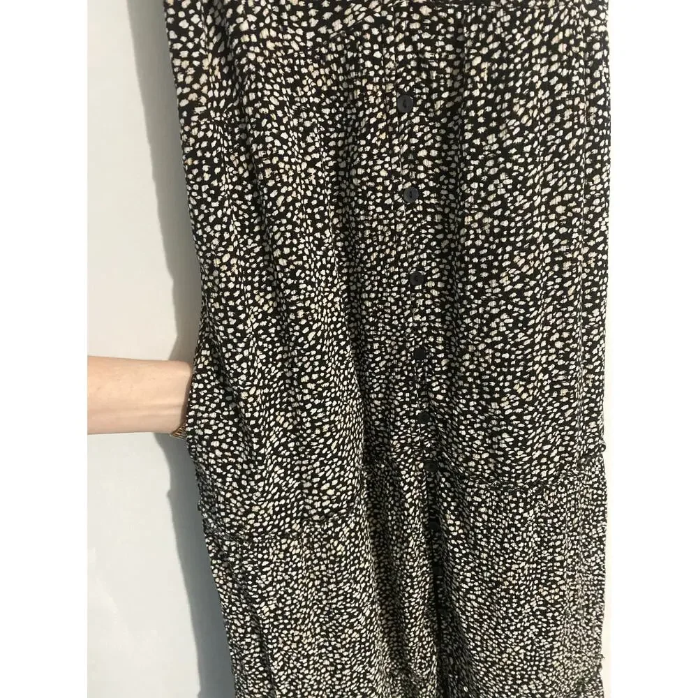 Abercrombie & Fitch tiered midi dress women’s size S black button down ruffle